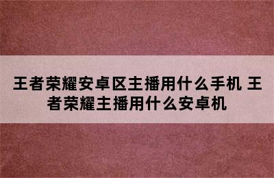 王者荣耀安卓区主播用什么手机 王者荣耀主播用什么安卓机